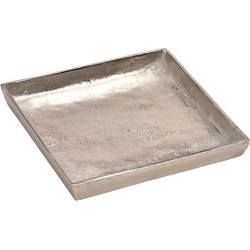 Woondecoratie aluminium kaarsen plateau zilver vierkant 20 cm - Kaarsenplateaus