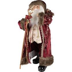 Clayre & Eef Beeld Kerstman 82 cm Rood Kunststof Kerstfiguren