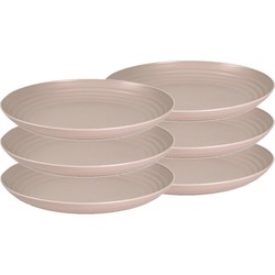 6x stuks rond kunststof borden mokka bruin 25 cm - Dinerborden