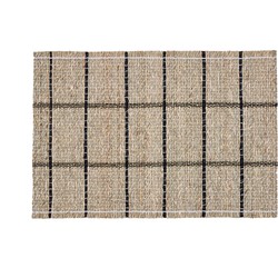 Kave Home - Set van 2 Uya-placemats van natuurvezel met natuurlijke afwerking en zwart 33,5 x 49 cm