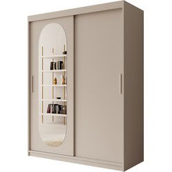Meubella - Kledingkast Bodhi - Beige - 150 cm - Met spiegel