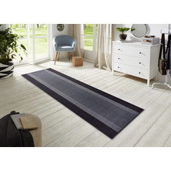 Loper Designer Velours - Lijstmotief / Kader - Laagpolig - Zwart - 80x400 cm