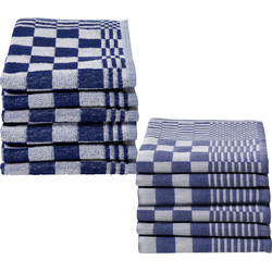 Ten Cate Geblokte Theedoeken en keukendoeken set - 12 stuks - Blauw