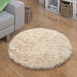 Hoogpolig Vloerkleed Plavera - Effen Uni - Creme - 30x30 cm