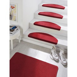 Traploper Uni Laagpolig Effen Vloerkleed - Fancy - Rood (15 stuks ) - 23x65 cm