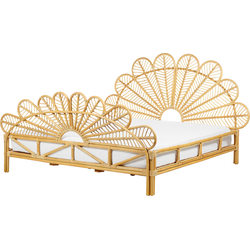 Beliani FLORENTINE - Tweepersoonsbed-Lichte houtkleur-Rotan