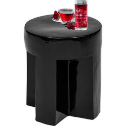 MISOU Bijzettafel - Rond - Koffietafel - Modern - Organisch - Zwart - Glans - 34cm - Keramiek