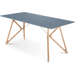 Tink table houten eettafel whitewash - met linoleum tafelblad smokey blue - 200 x 90 cm