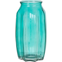 Bellatio Design Bloemenvaas - turquoise blauw - glas - D12 x H22 cm - Vazen