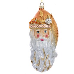 Ornament glas santa hoofd l17cm