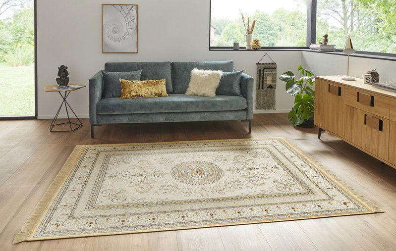 Klassiek vloerkleed - Laagpolig - Antik Flowers - Franjes - Crème - 95 X 140 CM - 