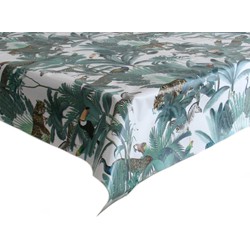 Tafelzeil/tafelkleed jungle print met bladeren en dieren 140 x 180 cm - Tafelzeilen