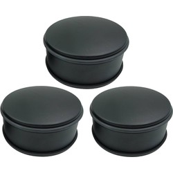 Set van 3x deurstoppers rond mat zwart 12 x 6 cm - Deurstoppers