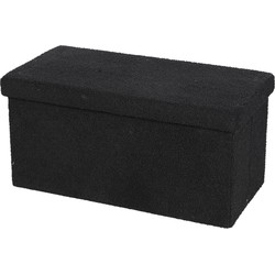 Urban Living Poef Square BOX - hocker - opbergbox - zwart - polyester/mdf - 76 x 38 x 38 cm - opvouwbaar - Poefs