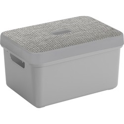 Sunware Opbergbox/mand - lichtgrijs - 5 liter - met deksel - Opbergbox