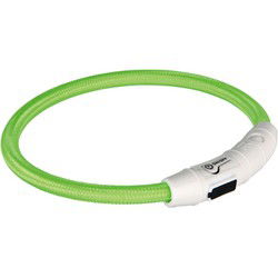 TRIXIE HALSBAND FLASH LIGHT LICHTGEVEND USB OPLAADBAAR GROEN 7 MMX65 CM