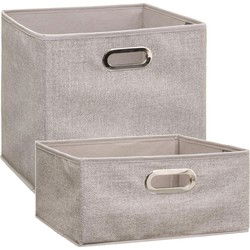 Set van 2x stuks opbergmanden/kastmanden 14 en 29 liter beige van linnen 31 cm - Opbergkisten