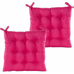 Anna's collection Stoelkussen gewatteerd - 2x - fuchsia roze - 38 x 38 cm - tuinstoelkussens