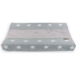 Baby's Only Gebreide baby aankleedkussenhoes - Waskussenhoes Star - Grijs/Wit - 45x70 cm