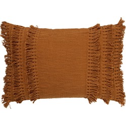 Dutch Decor FARA - Sierkussen 40x60 cm - 100% katoen - met franjes - Tobacco Brown - bruin - Dutch Decor