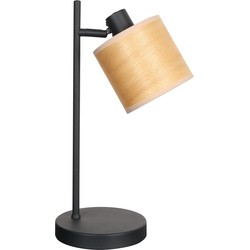 Mexlite - tafellamp - Bambus - naturel zwart - bamboe - Ø 19cm - E14 - 3669ZW