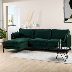 3-zits hoekbank met chaise longue Peppin velvet