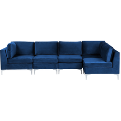 EVJA - Hoekbank 5-zits - Marineblauw - Linkerzijde - Fluweel