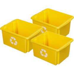 Sunware opslagbox - 3x - geel - 32 liter - 45 x 36 x 24 cm - kunststof - Opbergbox