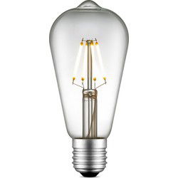 Edison Vintage LED filament lichtbron Drop - Helder - ST64 Deco - Retro LED lamp - 6.4/6.4/14cm - geschikt voor E27 fitting - Dimbaar - 4W 440lm 3000K - warm wit licht