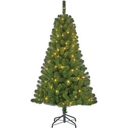 Kerst kunstboom Charlton 340 tips met Kerstverlichting 155 cm - Kunstkerstboom