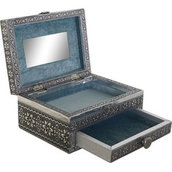 Items Sieradenkistje Dubai - 17 x 12 x 8 cm - Zilver - Juwelenkist - Sieradendozen
