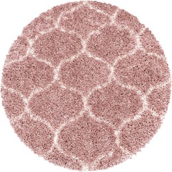 Tapijtenloods Opera Soft Shaggy Rond Hoogpolig Vloerkleed Roze- 200 CM ROND