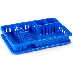 Plasticforte Afdruiprek met lekbak - 45 x 30 cm - blauw - Afwassen - Afdruiprekken