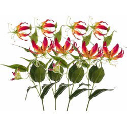 Bellatio flowers & plants Kunstbloem - 4x - gloriosa klimlelie - 75 cm - Kunstbloemen