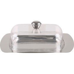 Urban Living botervloot - met deksel - metaal - 19 x 12 x 6 cm - Botervloten
