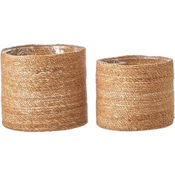Mica Decorations Atlantic Manden - H26 x Ø30 cm - Set van 2 - Bruin