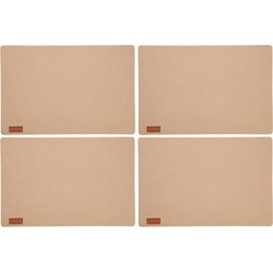 6x stuks rechthoekige placemats met ronde hoeken polyester beige 30 x 45 cm - Placemats
