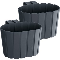 Prosperplast Muur plantenpot hangend - 4x - 29 x 21 x 13 cm - grijs - Plantenbakken