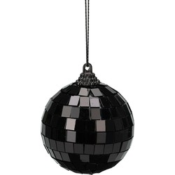 Disco kerstbal - zwart - D6 cm - kunststof/glas - spiegel discobol - Kerstbal