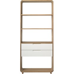 Boekenkast Naturel - 30x82x194cm - Eikenhout - Kast Amalfi