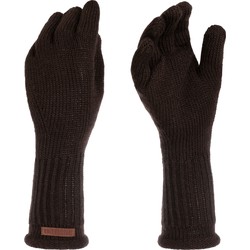 Knit Factory Lana Gebreide Dames Handschoenen - Polswarmers - Donkerbruin - One Size