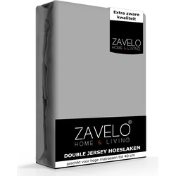 Zavelo Double Jersey Hoeslaken Grijs-1-persoons (90x220 cm)
