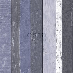 ESTAhome behang houten plankjes blauw