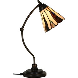 LumiLamp Tiffany Tafellamp  Ø 27x51 cm Beige Glas Tiffany Bureaulamp