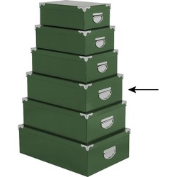 5Five Opbergdoos/box - groen - L40 x B26.5 x H14 cm - Stevig karton - Greenbox - Opbergbox