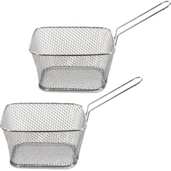 Set van 8x stuks patat/snack serveermandje/frituurmandje van ijzer 23 cm - Serveerschalen