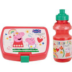 Peppa Pig lunchbox set voor kinderen - 2-delig - roze - kunststof - Lunchboxen