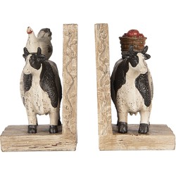 Clayre & Eef Boekensteunen Set van 2 Koe 17x10x14 cm Bruin Kunststof