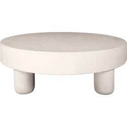 Salontafel Rond - Wit Marmer Composiet - 110x110x35cm - Bulky Stone
