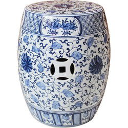 Fine Asianliving Keramische Kruk Blauw Wit Chinese Lotus